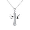 Pendentif en argent 925 Croix Angel by White Alpina.  Ce magnifique collier Croix Angel est livré dans un écrin avec une chaîne. En outre, la croix  est sertie de plusieurs zircon transparents.