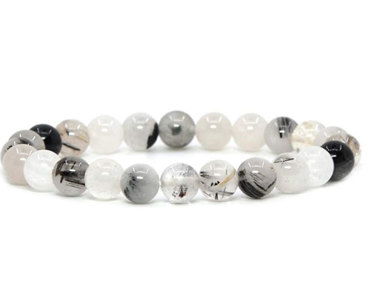 Magnifique Bracelet en quartz tourmaline 6mm White Alpina vous propose la possibilité de lier d'autres charms en Argent 925.