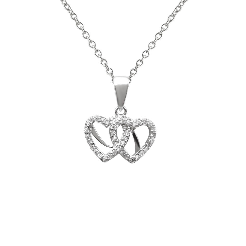 Pendentif Cœur Catherine Parr en argent 925 avec des zircons transparents by White Alpina. Pendentif pour femmes. Livré dans un écrin avec une chaîne