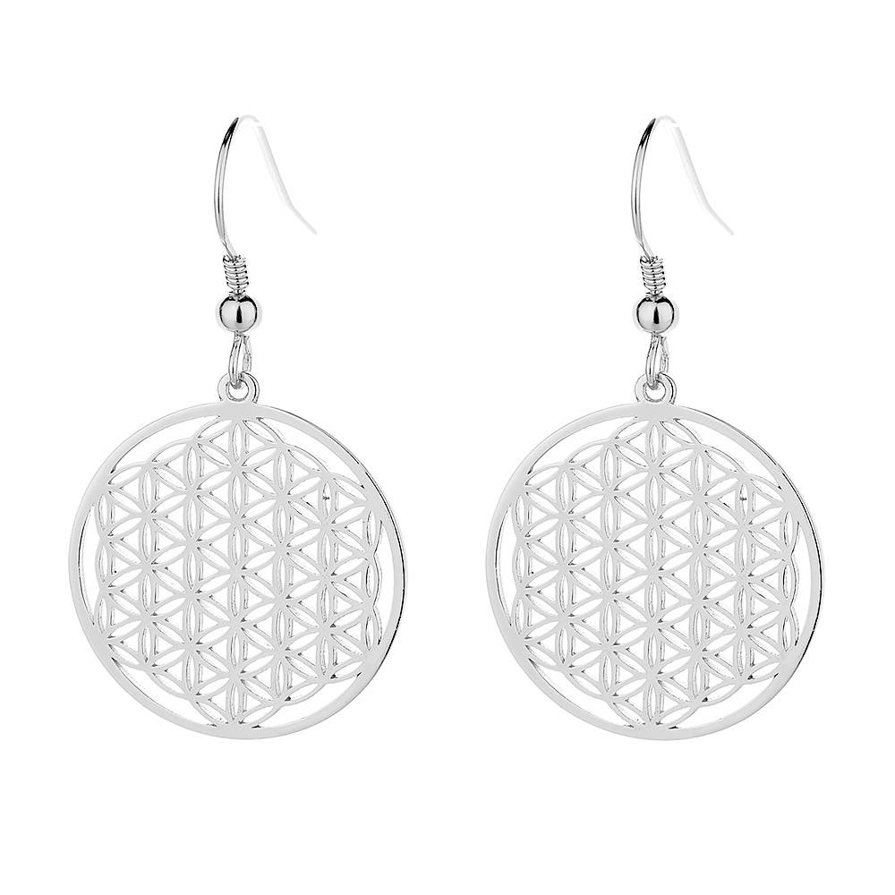 Boucles d'oreille Fleur de vie en argent 925 brillant by White Alpina.
