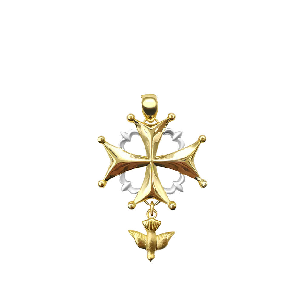 Croix Huguenote en or blanc et jaune 9k by White Alpina.