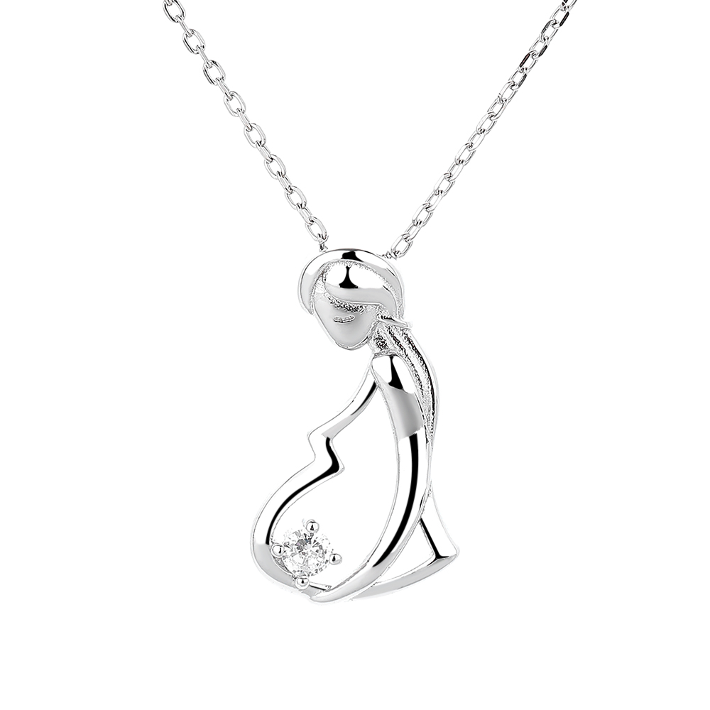 Pendentif new born en argent 925 avec différentes couleurs de zircon modèle by White Alpina. Bleu, rose ou transparent. A vous de choisir