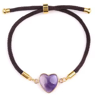Bracelet en Améthyste petit cœur