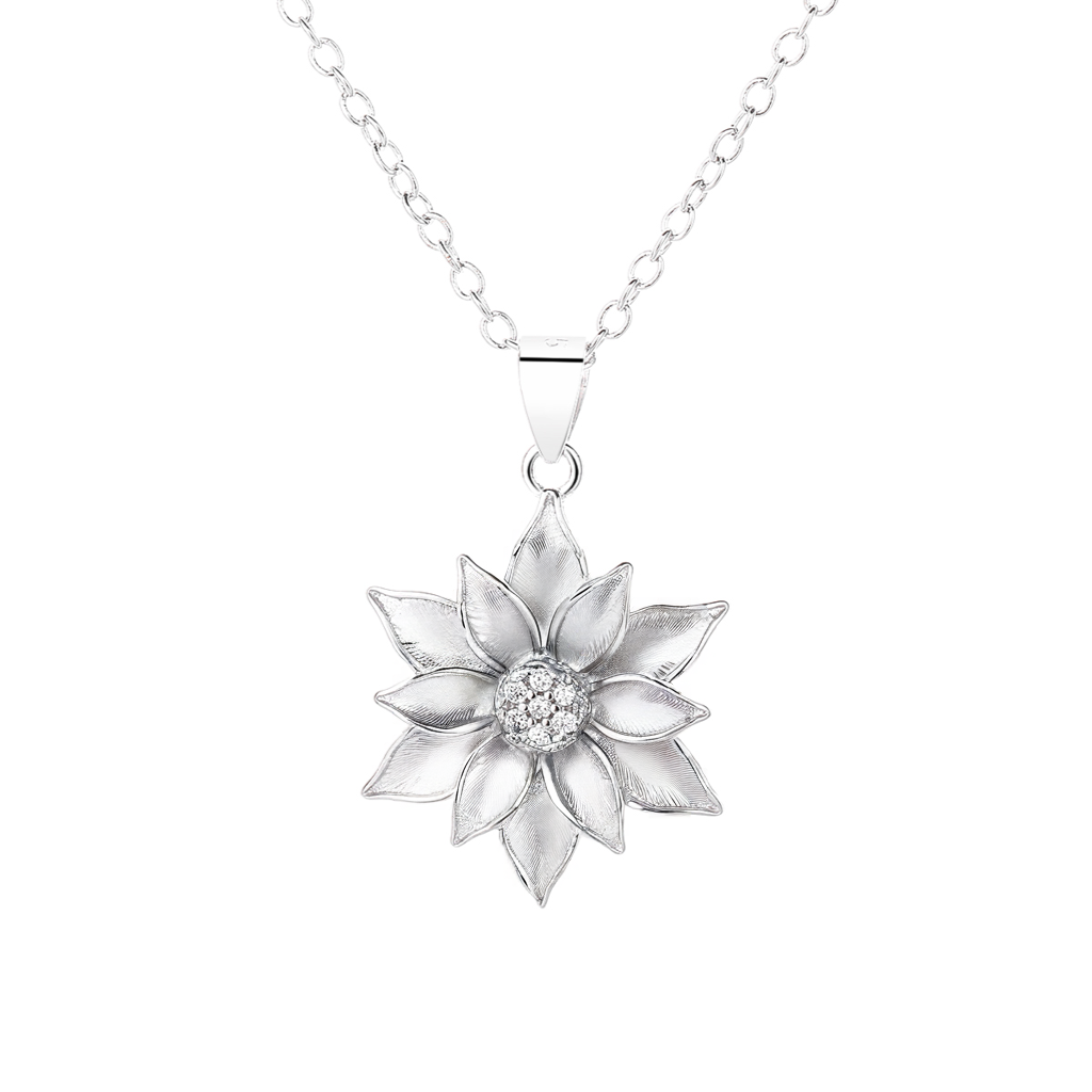 Pendentif Edelweiss Mayflower Argent 925 brillant avec zircons transparents modèle by White Alpina. Découvrez Notre collier Edelweiss.