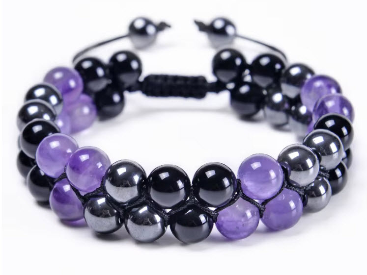 Bracelet centurion en Améthyste/Onyx/Hématite