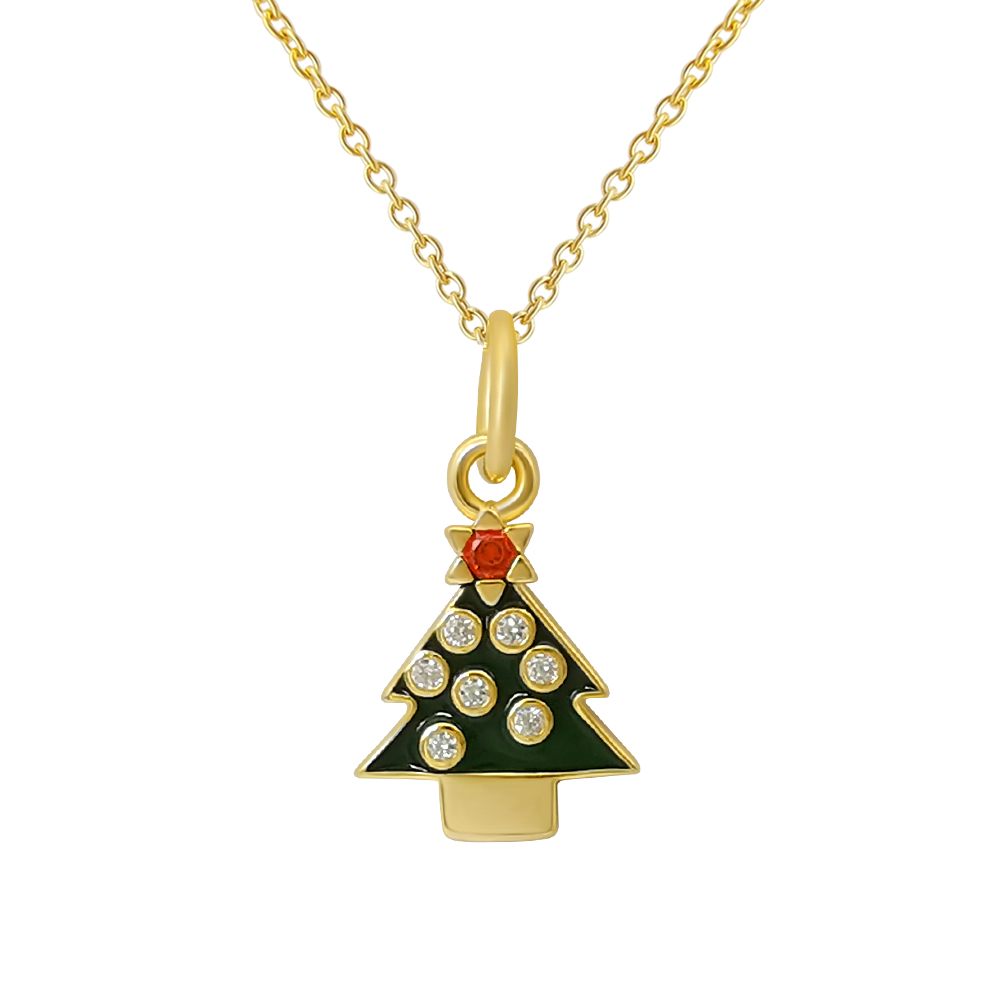 Pendentif sapin Noël argent