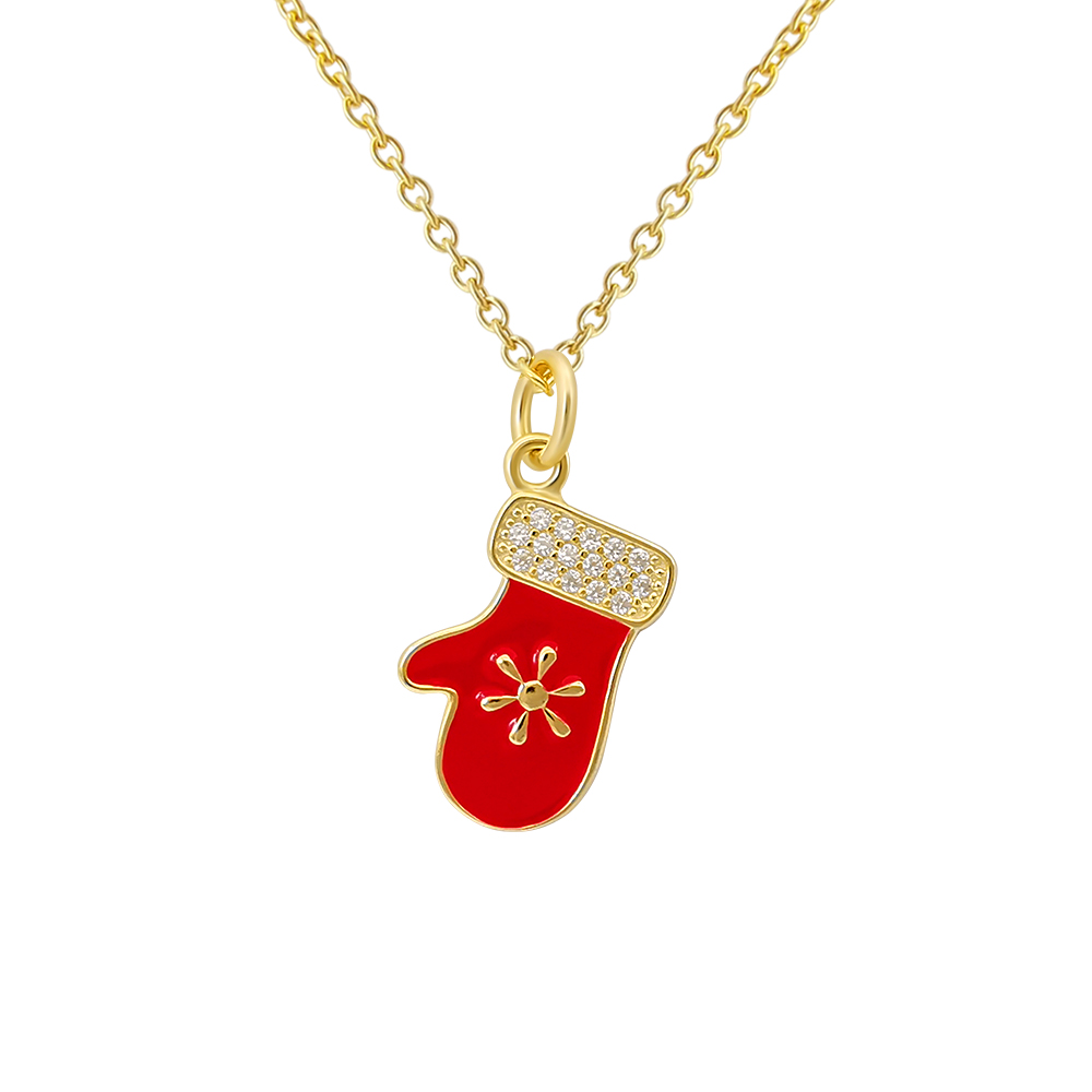 Pendentif gant Noël argent modèle B 925 by White Alpina. Ce magnifique collier gant de Noël est livré dans un écrin avec une chaîne.