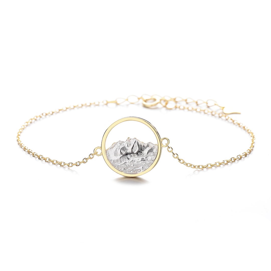 Bracelet Pilatus White Alpina en argent 925 rhodié, avec cercle doré.